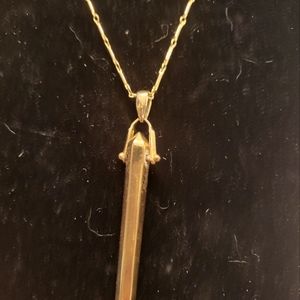 Stella and Dot long gold tone necklace with pendant